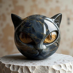 Recomende Luxuoso Black Cat Stone Carving Resina Artesanato Decorações Do Escritório - Product Image 1