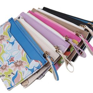 Girls Handmade Premium Soft PU Leather Anti-Theft Wallet Zipper Closure Minimalist <b>Card</b> <b>Protector</b> Wrist Strap Water - Product Image 2