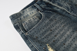 Hot Rhinestone Jeans Pantalon Jeans De Luxe Pour Homme Strass Tendances Baggy Ripped Jeans - Product Image 5