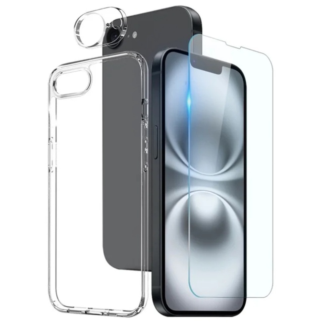 3in1 Tempered Glass Screen Protector and Camera Lens Cover Accessory Set for iPhone 16E 17e 18E Series Mobile Phone Case Cover