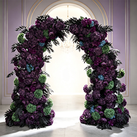Arche de fleurs artificielles en soie d'hortensia violet foncé et magenta pour décoration de fond de cérémonie de mariage, entrée et allée