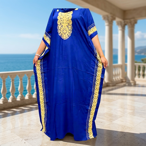 Floral Embroidery Bohemian <b>Kaftan</b> for Women <b>Summer</b> & Spring Handmade Cotton Long Dress Lace Decoration Floor-Length Sleeved Work - Product Image 3