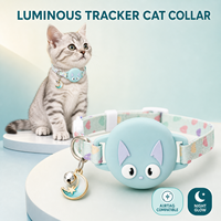 Collier réglable pour animaux de compagnie avec support AirTag, en nylon réfléchissant, lumineux dans le noir, anti-perte, pour chats et chiens, pour l'extérieur