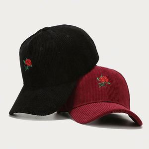 Gorra de béisbol de pana bordada con rosas a la moda, personalizada, para mujer, para primavera, actividades al aire libre, protección solar - Product Image 4