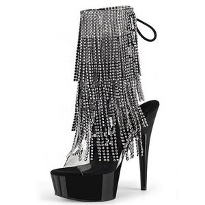 รองเท้าบูทสั้นแบบสวมใส่ในไนต์คลับสุดเซ็กซี่ ขนาด 6 นิ้ว ประดับด้วยคริสตัล สำหรับนักเต้นโพลแดนซ์ แบบเปิดนิ้วเท้า สูง 15 ซม. - Product Image 4