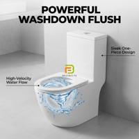 Cuvette de toilette monobloc en céramique sans bride, style européen, en porcelaine blanche, à double chasse à décharge directe