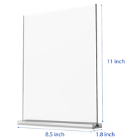 Support de signalisation en acrylique personnalisé 8,5x11 pouces, lot de 6, support de présentation de bureau double face en forme de T vertical pour restaurant et bureau