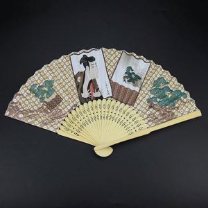 Customized White Paper Folding Hand Fan Personalized Bamboo Design Carved Souvenir Use - Product Image 3