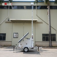 Sistema de Vigilância de Segurança ao Ar Livre, Trailer Móvel de CCTV Solar com 3 Painéis Solares Bifaciais de 450W, Bateria de Lítio, Segurança Remota