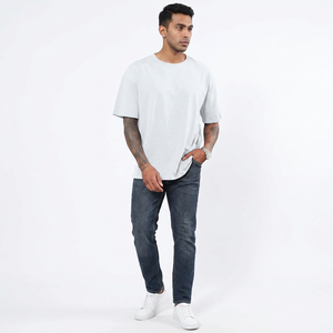 350g Men's Oversized <b>T</b>-<b>Shirt</b> Dropped Shoulder Skinny <b>Neckline</b> Custom Quality Streetwear Heavyweight Cotton Casual Style - Product Image 1
