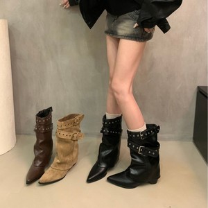 Bottes courtes western pour femme American Hottie 2025 – Nouveau design automne avec fermeture à enfiler et boucle de ceinture - Product Image 1