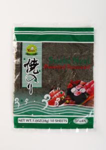 Feuilles <span class=keywords><strong>d</strong></span>'algues nori croustillantes séchées FD chinoises (emballage sous vide nutritif) au goût wasabi pour les boulettes de riz onigiri et les sushis - Product Image 3