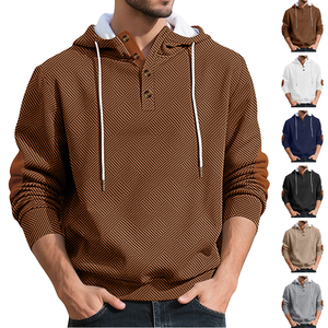 <span class=keywords><strong>Sudadera</strong></span> con <span class=keywords><strong>capucha</strong></span> transfronteriza para <span class=keywords><strong>hombre</strong></span> americano, abrigo de invierno con textura Jacquard gruesa, solapa Henley suelta, Digital <span class=keywords><strong>Amazon</strong></span> Foreign - Product Image 2