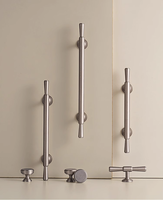 Boutons et poignées d'armoire modernes en laiton massif argent mat Poignées de porte d'armoire Poignées de tiroir