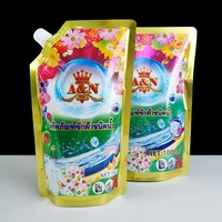 Sachets à bec verseur personnalisés imprimés 1L 2L 3L pour lessive, emballage de savon liquide en plastique, sachets de recharge avec bec verseur d'angle