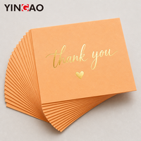 Cartes de remerciement personnalisées écologiques avec impression de logo en feuille d'or, papier orange, emballage artisanal imperméable, insert inclus