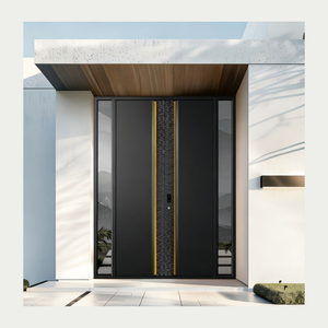 Puerta <span class=keywords><strong>de</strong></span> Aluminio Fundido Ignífuga con Arco para Entrada <span class=keywords><strong>de</strong></span> Villa, Puerta Principal Probada para Vestíbulo <span class=keywords><strong>de</strong></span> Mansión - Product Image 4