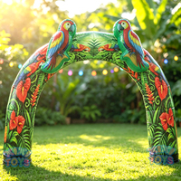 Arche gonflable de flamant tropical personnalisée pour festival de musique d'été en extérieur, accessoire de fête de plage, portail gonflable en forme de palmier