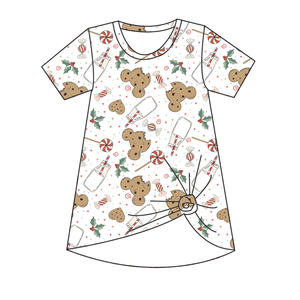 Nuovi Arrivi Abbigliamento Boutique per Bambini Vestito T-shirt a <span class=keywords><strong>Maniche</strong></span> Corte in Bambù con Stampa Natalizia Scatola a Sorpresa - Product Image 1