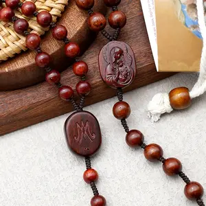 Collana con rosario cristiano di preghiera con perline oculari di tigre 8mm e 10mm