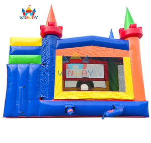 Château gonflable arc-en-ciel avec toboggan aquatique et piscine - Combo de qualité commerciale pour locations de fêtes d'enfants - Product Image 4