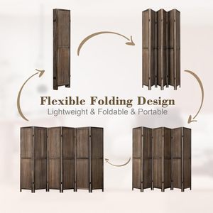 <span class=keywords><strong>Paravent</strong></span> de séparation de pièce 6 panneaux, style <span class=keywords><strong>ancien</strong></span>, avec panneaux pliables réglables à 360°, pour l'intimité dans la chambre, le salon, la terrasse - Product Image 4