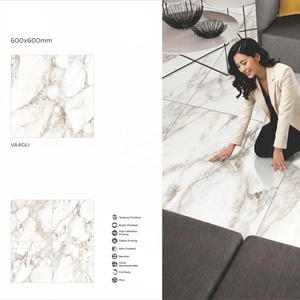 Azulejos de Porcelana Mate Vaagli con Acabado Metálico, 600x600mm, 8mm, Diseño Cerámico con Aspecto de Piedra Rústica - Product Image 2