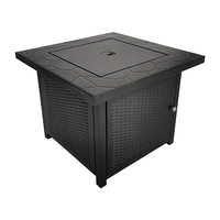 Ensemble de table à manger d'extérieur avec foyer au gaz Mobilier de jardin rectangulaire en acier Corten Gaz propane Carburant