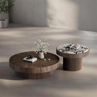 Table basse ronde en bois de style moderne minimaliste, ensemble de meubles élégants pour salon, design italien unique