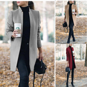 Cappotto Lungo Invernale da Donna con Collo Alto, Slim Fit, in Lana - Product Image 2