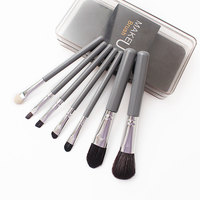 Kit de pinceaux de voyage pour le visage et les yeux en poils synthétiques, 7 pièces, avec étui de rangement, logo personnalisé, ensemble de pinceaux de maquillage