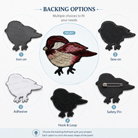 Patchs brodés personnalisés en gros, motif petit moineau, thermocollants ou à coudre, pour vêtements, casquettes et sacs à dos