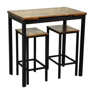 Table de Bar et chaises, vente en gros, ensemble de table de bistrot en bois, ensemble de table de bar en bois avec 2 tabourets