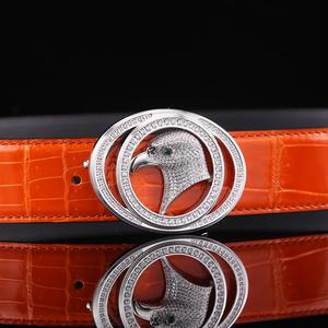 Cinturón de Cuero de Cocodrilo 100% Auténtico para Hombre, Cinturón de Alta Gama con Hebilla Dorada, Cinturón de Cuero de Lujo para Negocios y Uso Casual - Product Image 4