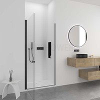 Paroi de douche moderne sans cadre en verre trempé noir pour salle de bain, cabine de douche ou salle humide