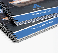 Brochures et magazines personnalisés à reliure spirale avec logo sur mesure, couverture en carton offset
