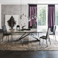 Produits vente chaude 2024 restaurants simples exclusif noir métallique 8 personnes pierre frittée rectangle dalle de roche table à manger