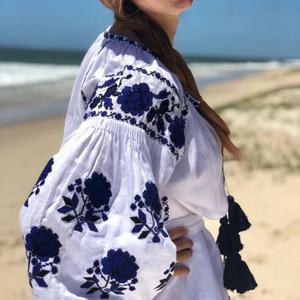 Elegante Vestido de Lino y Algodón Personalizable con Cuello en V, Estilo Casual, Corte en A, Mangas Abullonadas, Midi, Vestido de Verano para Mujer - Product Image 2