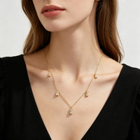 Collar de Lujo Personalizado de Oro de 18K con Circonitas Baguette Delicadas, Cadena Fina con Colgante, Gargantilla, Joyería de Regalo que No se Deslustra