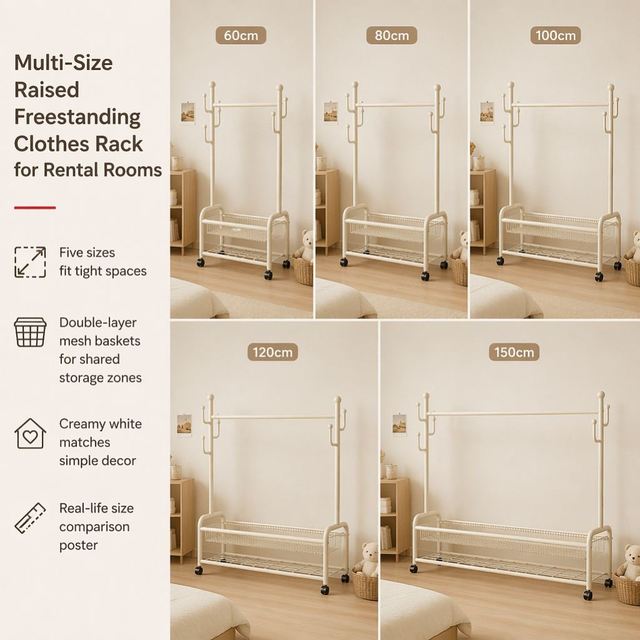 Lightweight Wheeled Clothes Rack Mesh Storage Clothes Rack for Permanent Residential Bedroom Freestanding Wardrobe Rack