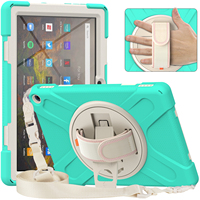 Étui de protection antichoc robuste pour tablette Kindle Fire HD 10 10,1 pouces avec protection d'écran intégrée et bandoulière