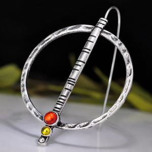 Orecchini creativi con dettagli colorati a cerchio grande e texture particolare, regalo di gioielli vintage da donna - Product Image 5