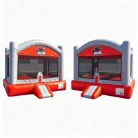 Château gonflable commercial rouge-gris en PVC de grande taille 20x15x13 pieds pour enfants, facile à installer, idéal pour les grandes locations événementielles