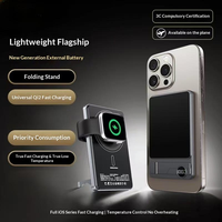 Batterie externe magnétique en métal 10000 mAh avec écran numérique intelligent et support pliable, portable pour iPhone et montre connectée