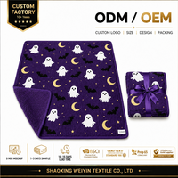 Manta Sherpa de Halloween Personalizada, OEM/ODM, de Felpa Estampada, para Regalos, Venta al por Mayor y Programas de Marca Privada