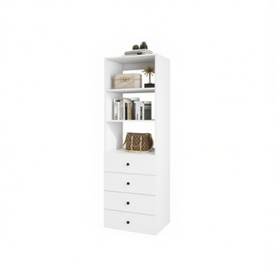 Armario moderno de madera blanca con 4 cajones y 3 estantes para almacenamiento en el dormitorio - Product Image 1
