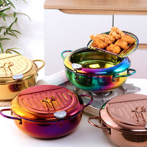 Hogar usado <span class=keywords><strong>de</strong></span> acero inoxidable para cocinar Wok sartenes oro cobre freír olla con tapa - Product Image 2