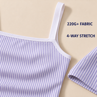 Débardeur de yoga personnalisé à rayures et col carré pour femme, coupe ajustée, longueur longue, pour l'entraînement, marque privée, fabricant OEM ODM