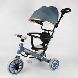 Новая модель многофункционального детского трехколесного велосипеда, пластиковый трехколесный велосипед, сдвинутый, удобный, с безопасным солнцезащитным козырьком - Product Image 1