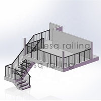 18-ft x 2in x 42-in Résistance à la corrosion Balustres Clôture de sécurité Métal SS304 Noir mat Garde Horizontal Rail pour Patios Lofts